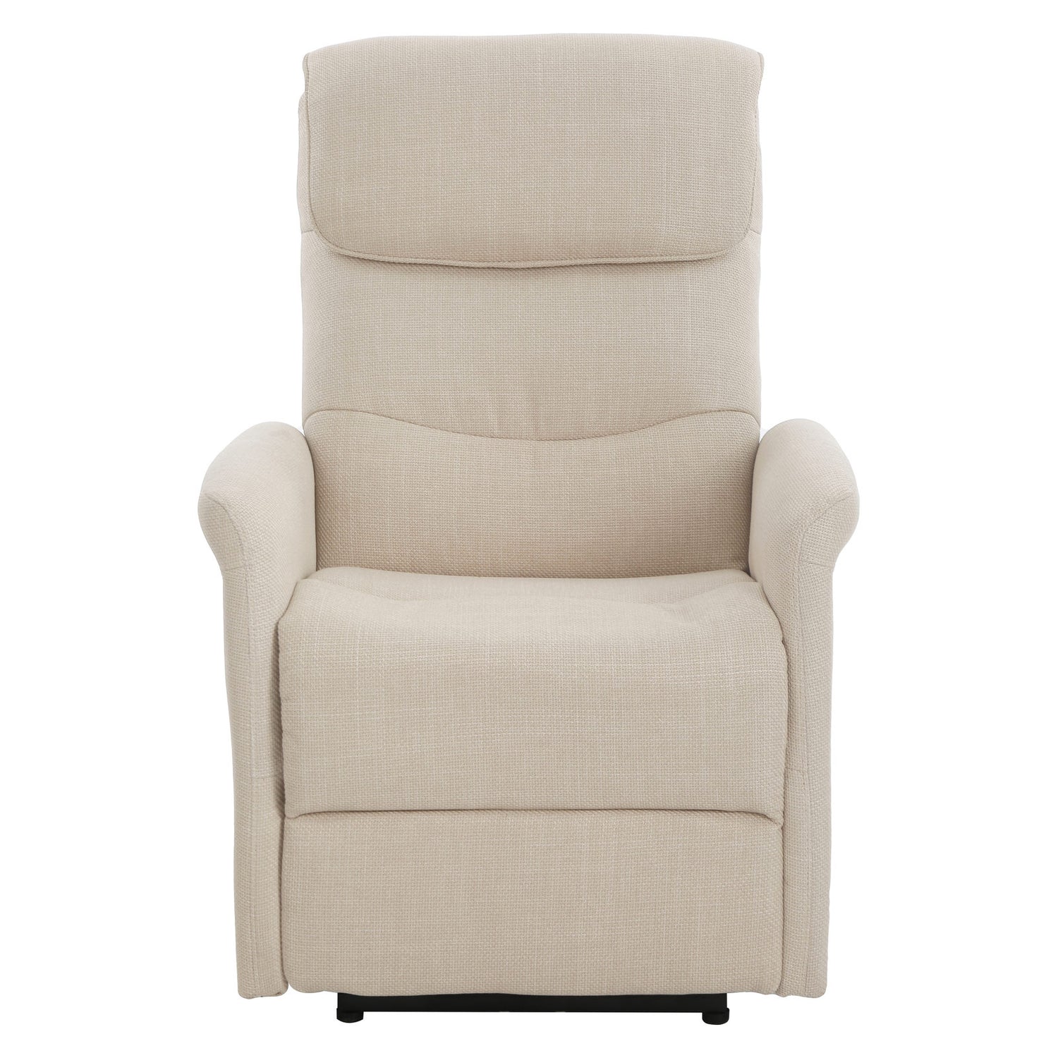 Sanderson recliner-nojatuoli, beige kangasverhoilu.