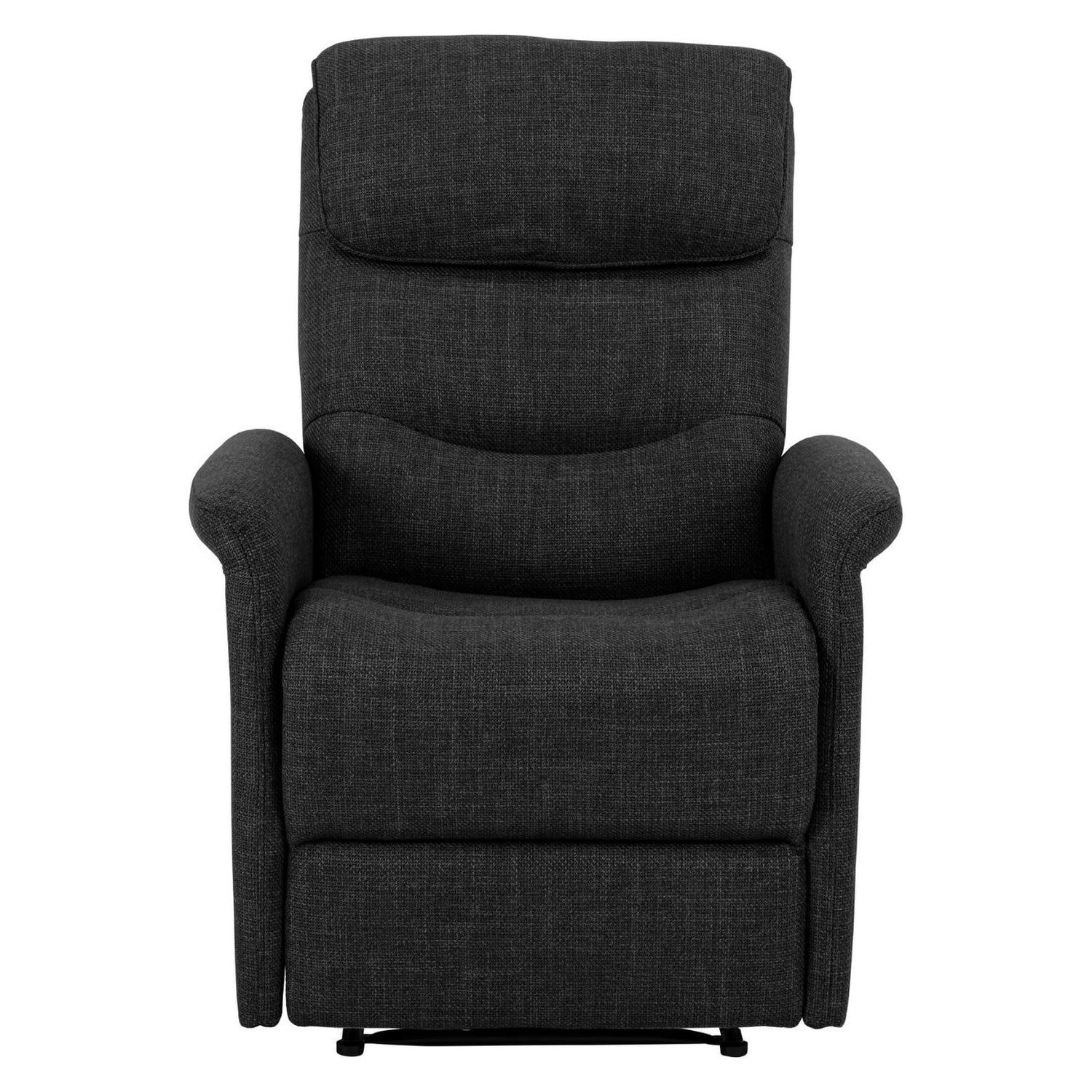 Sähköinen Sanderson recliner-nojatuoli, tummanharmaa kangasverhoilu.