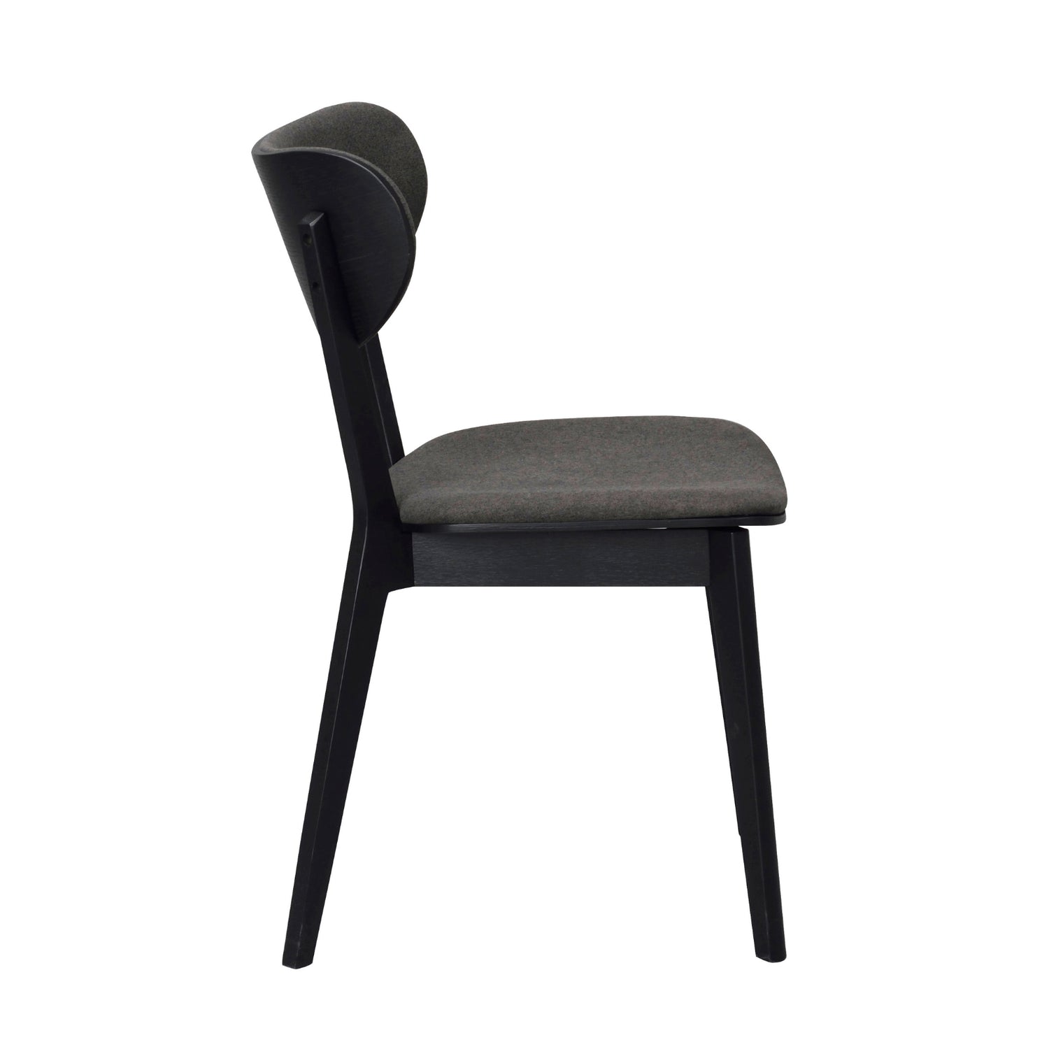 Kato-taivutetuoli mustana, tummanharmailla istuimen ja selkänojan kangasverhoiluilla.