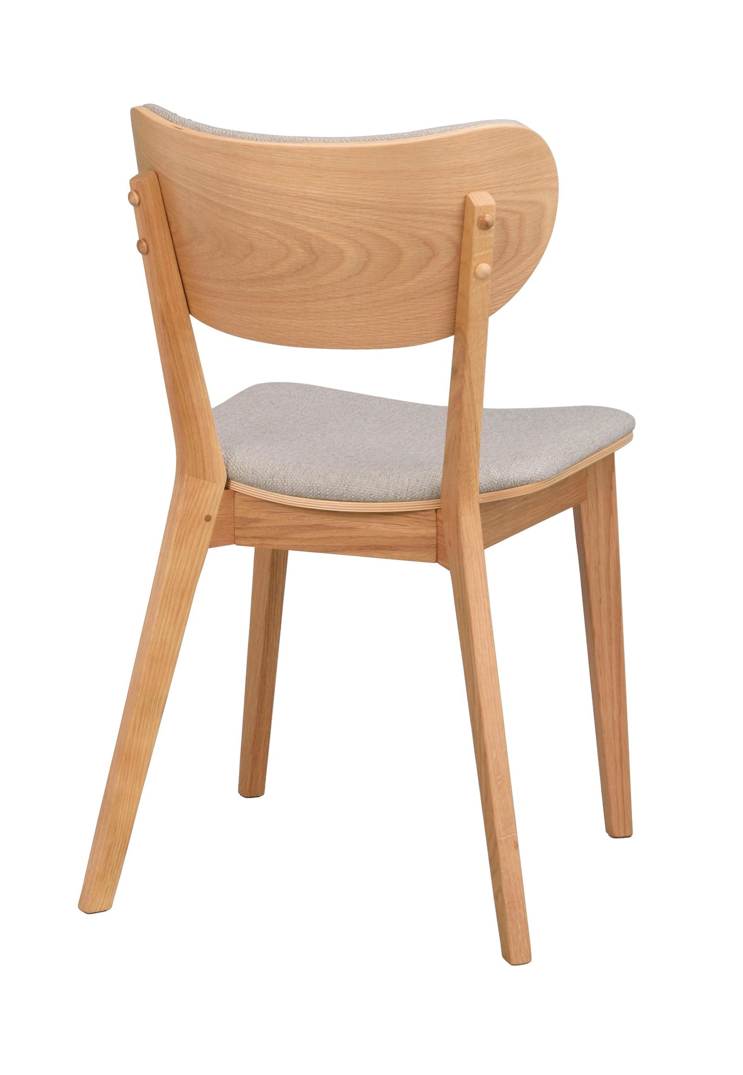 Kato-taivutetuoli tammen värisenä, harmaanheigellä istuimen ja selkänojan kangasverhoiluilla.