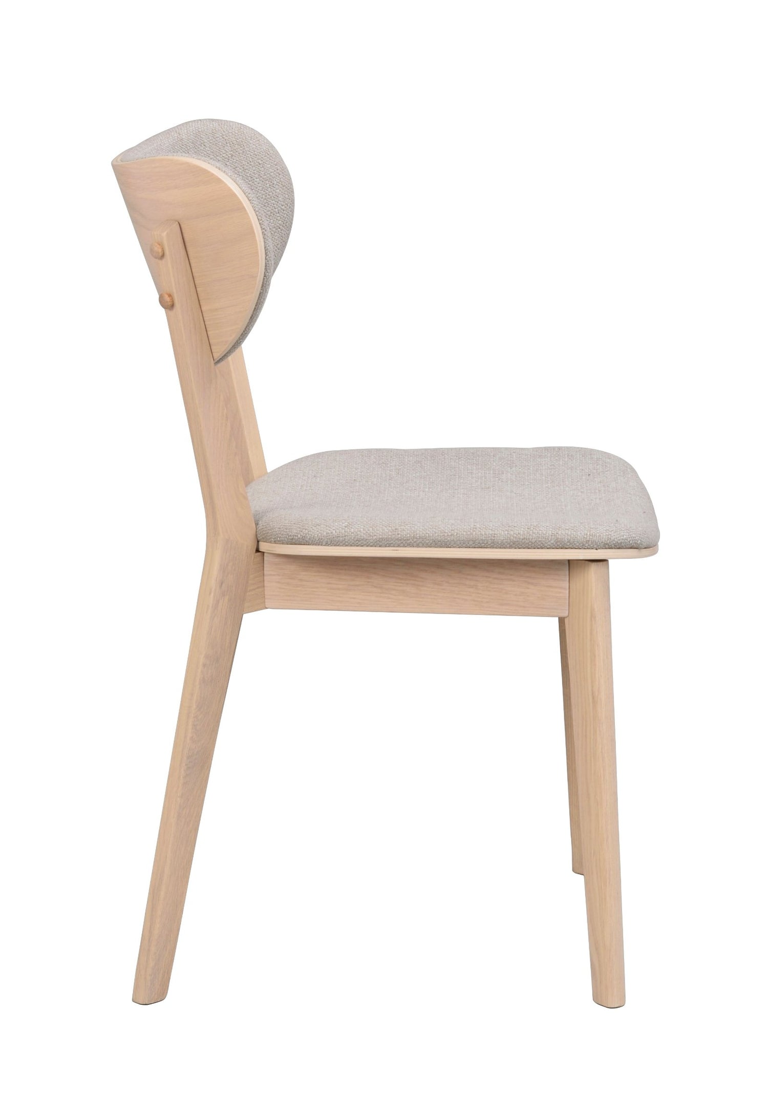 Kato-taivutetuoli valkotammen värisenä, harmaanheigellä istuimen ja selkänojan kangasverhoiluilla.