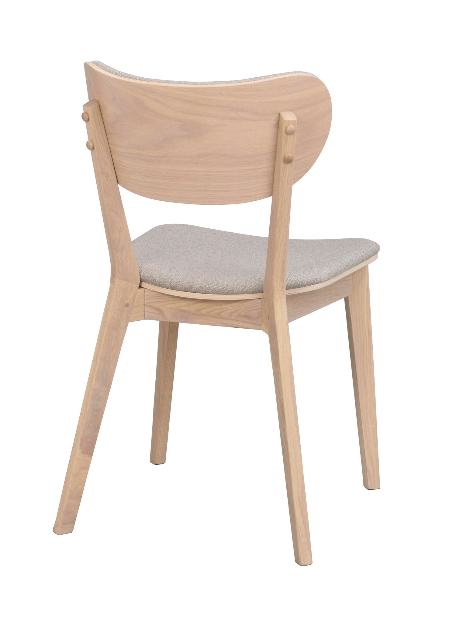 Kato-taivutetuoli valkotammen värisenä, harmaanheigellä istuimen ja selkänojan kangasverhoiluilla.