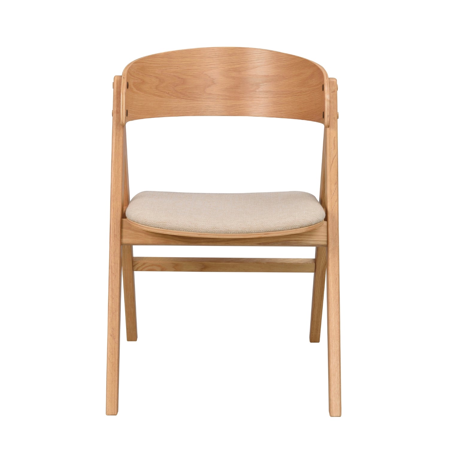 Tammenvärinen Waterton-tuoli, jossa beige verhoilu istuinosassa.