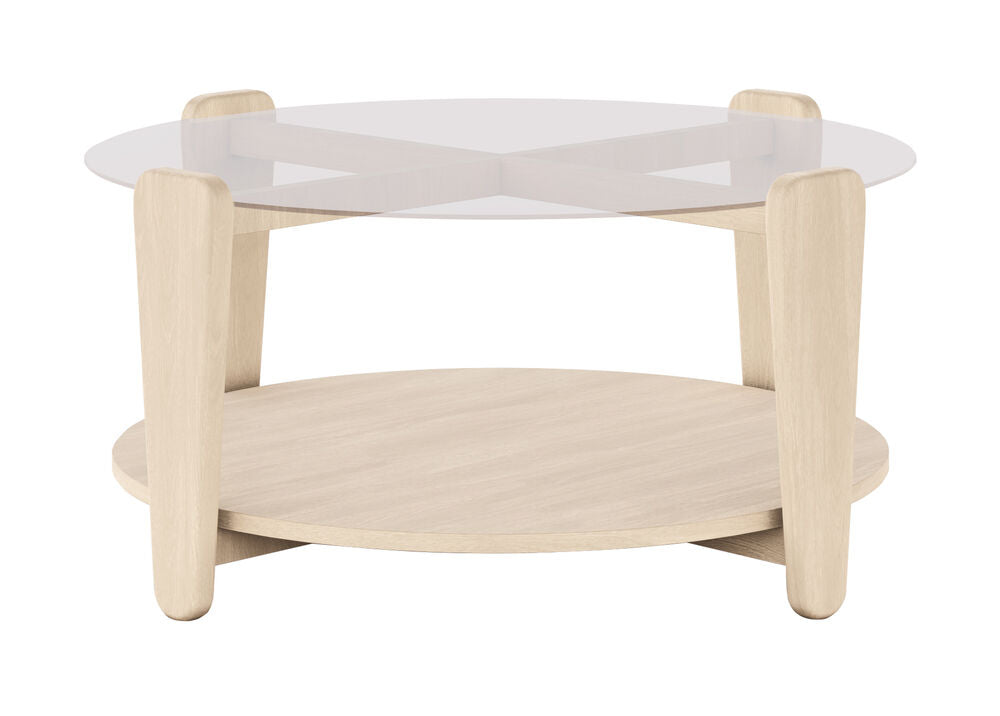 Arran-sohvapöytä Ø 93 cm lasikannella, valkotammi.