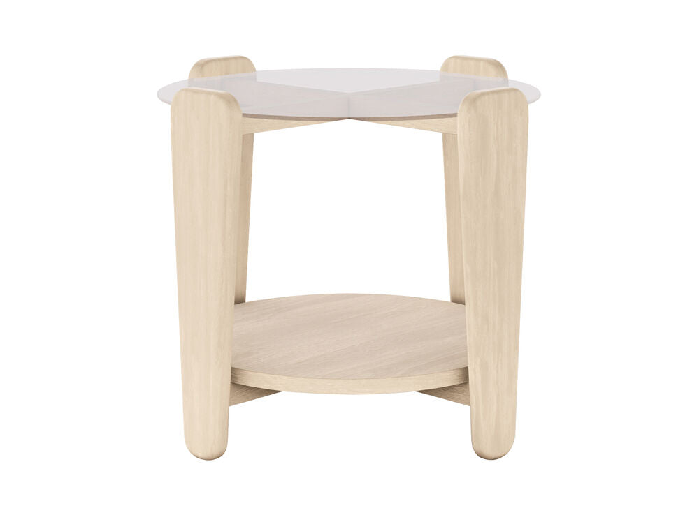 Arran-sohvapöytä Ø 52 cm lasikannella, valkotammi.