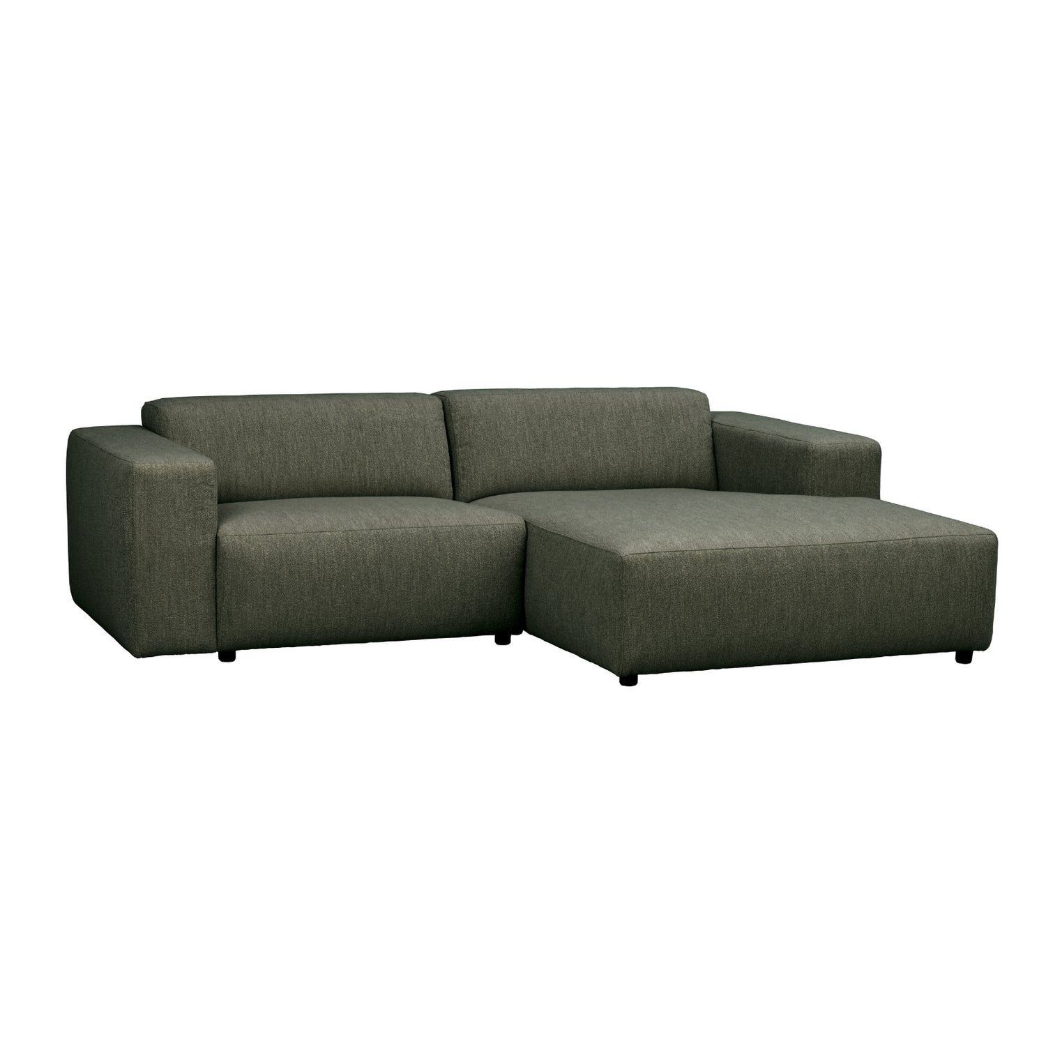 Kolmen istuttava Willard-divaanisohva tummanvihreällä Alice(#162)-kankaalla. Divaani oikealla.