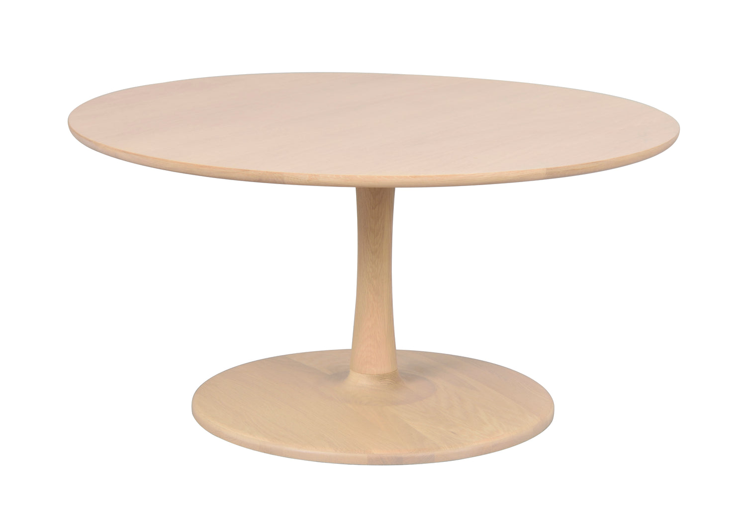 Valkotammenvärinen Hobart-sohvapöytä. Kannen halkaisija 90 cm.