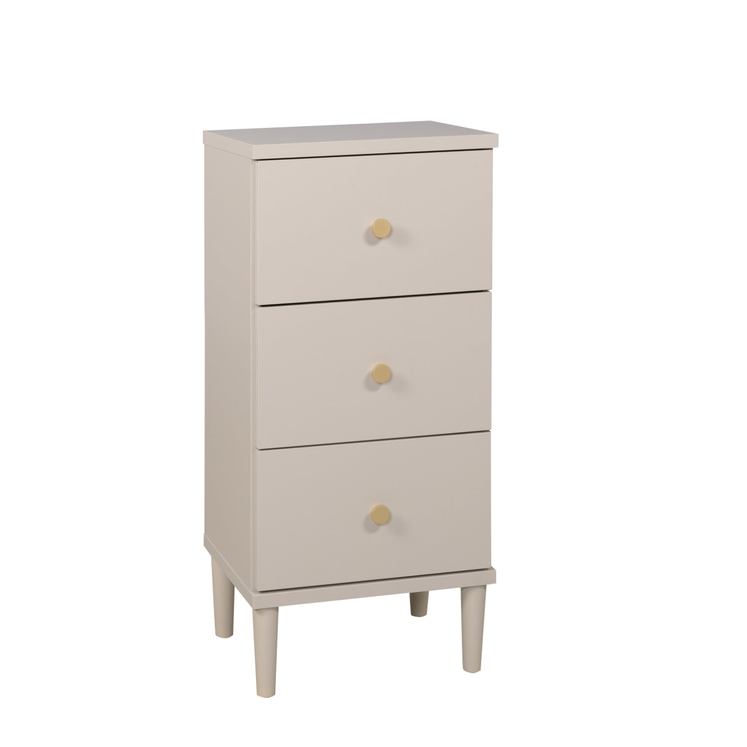 Tuomi-laatikosto, greigen värinen kultavetimillä.