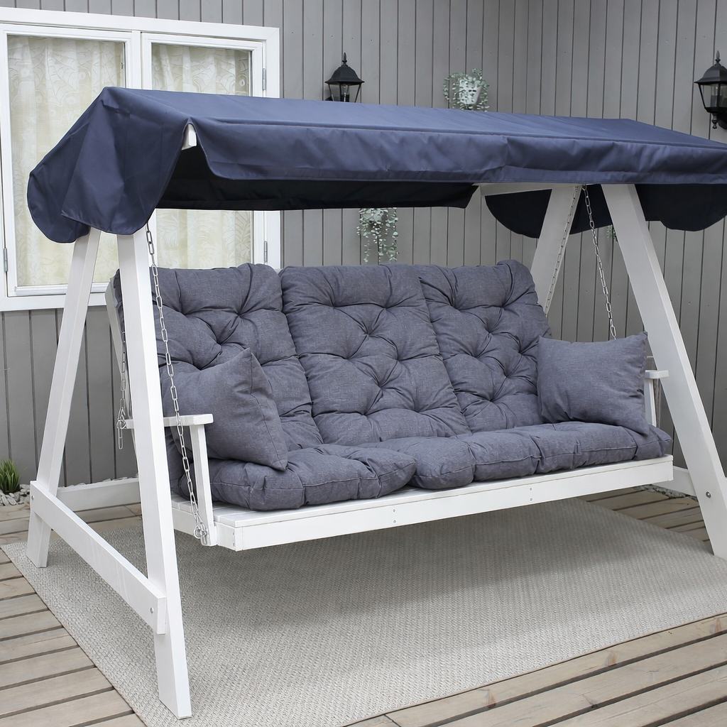 Venta-keinunpehmusteet, harmaa. (Kuvan keinu myydään erikseen.)
