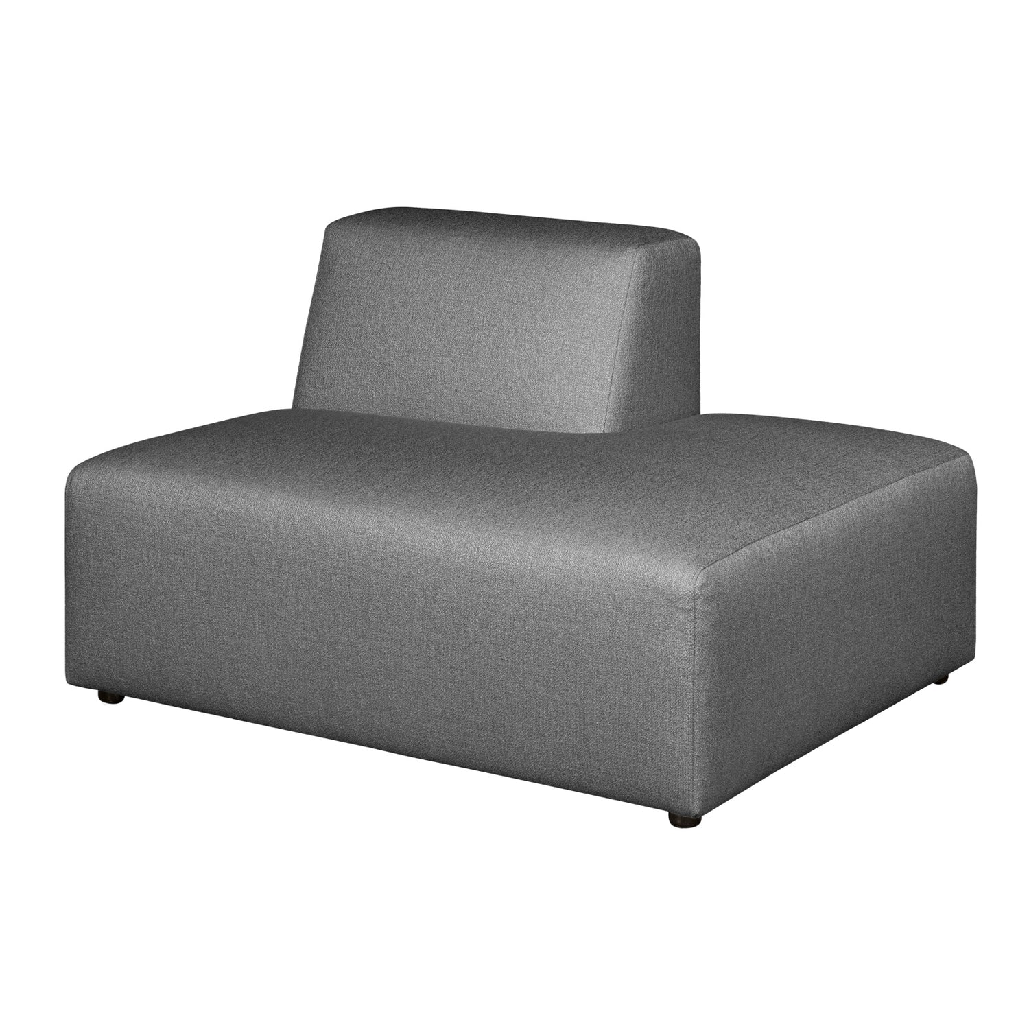 Alma-avopääty. Verhoiltu harmaalla Minco 16 -kankaalla. Mustat muovijalat.