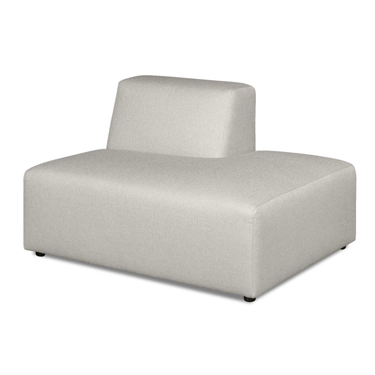 Alma-avopääty. Verhoiltu vaalealla Minco 2 -kankaalla. Mustat muovijalat.