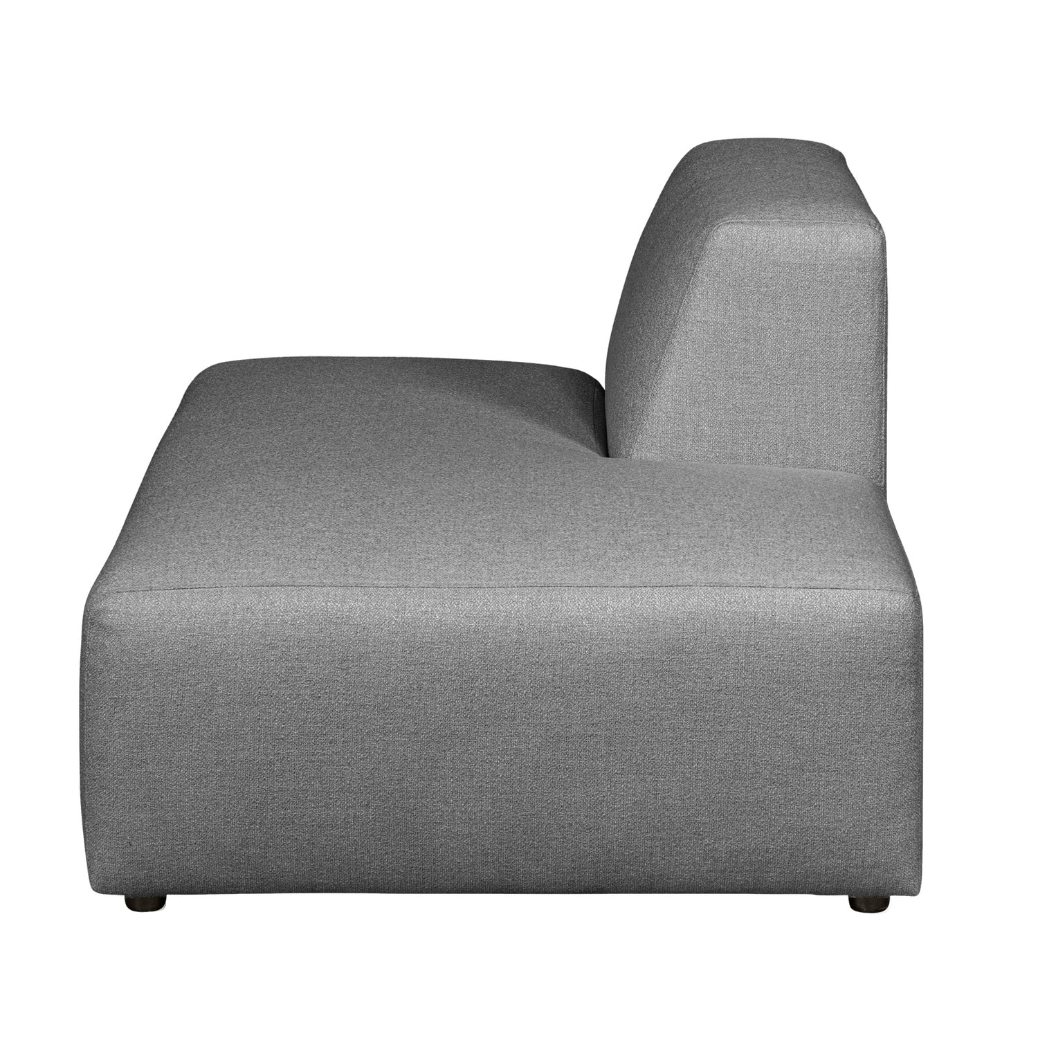 Alma-avopääty. Verhoiltu harmaalla Minco 16 -kankaalla. Mustat muovijalat.