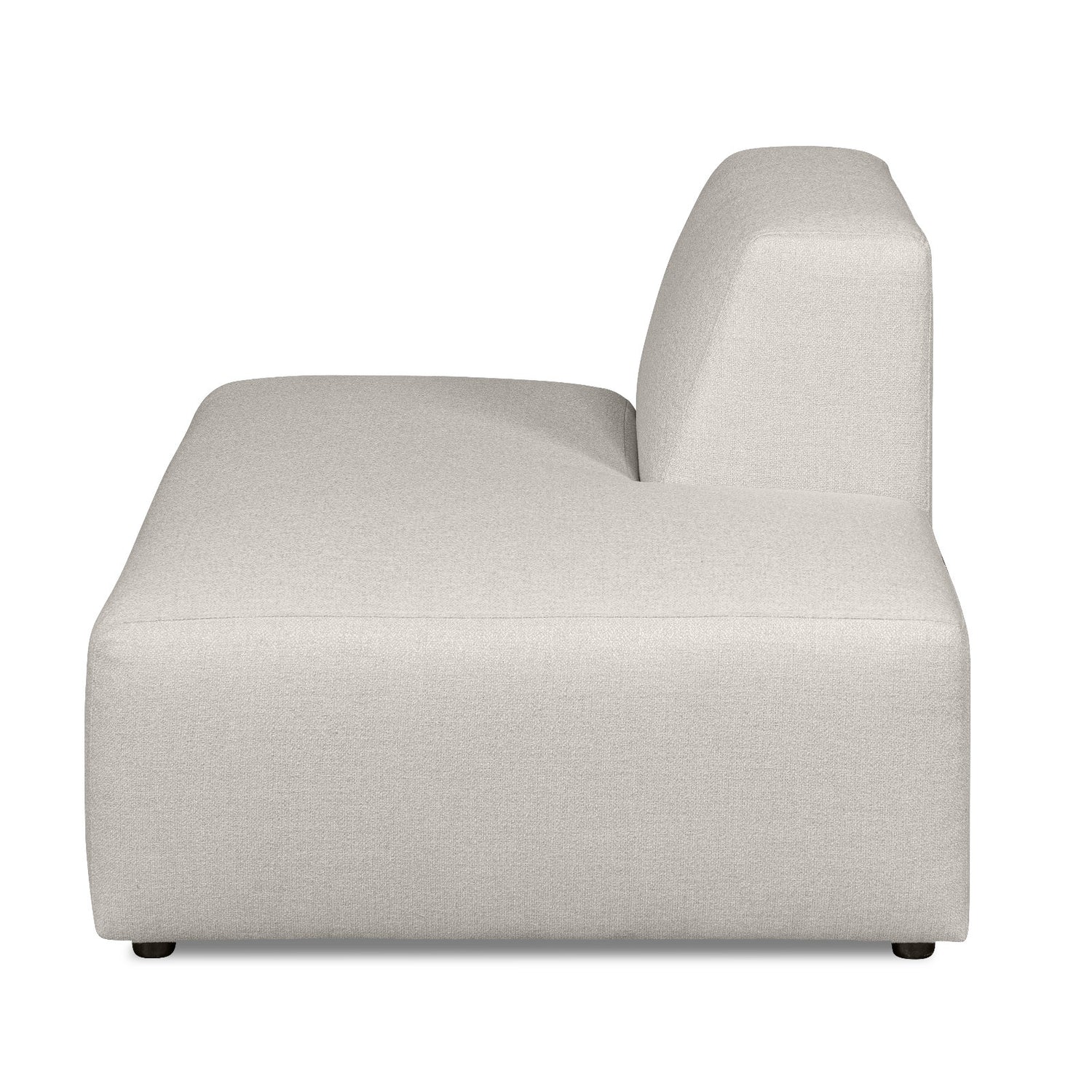 Alma-avopääty. Verhoiltu vaalealla Minco 2 -kankaalla. Mustat muovijalat.