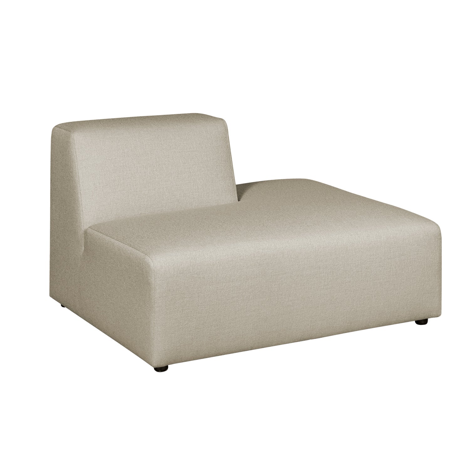 Alma-avopääty. Verhoiltu beigenvärisellä Minco 30-kankaalla. Mustat muovijalat.