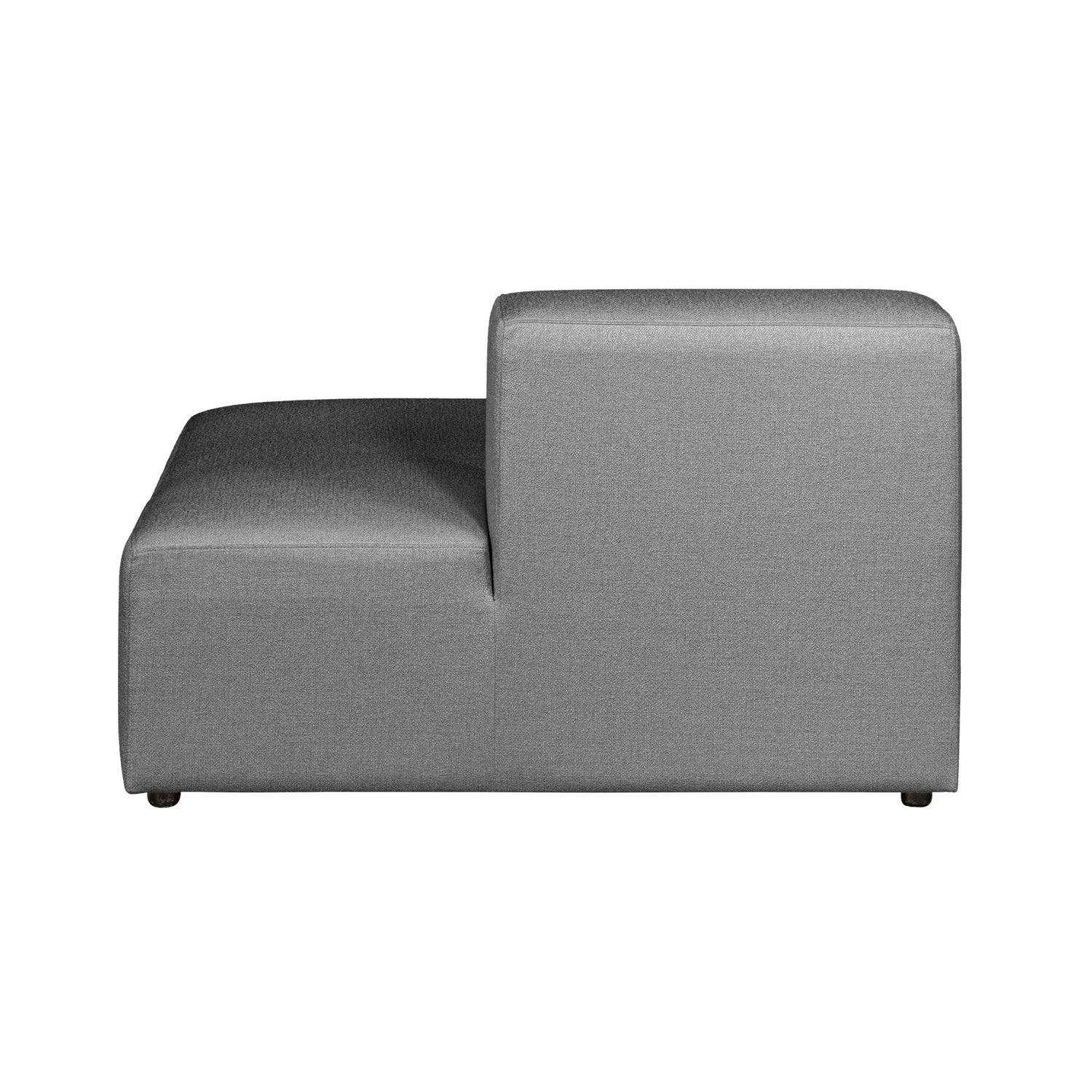 Alma-avopääty. Verhoiltu harmaalla Minco 16 -kankaalla. Mustat muovijalat.