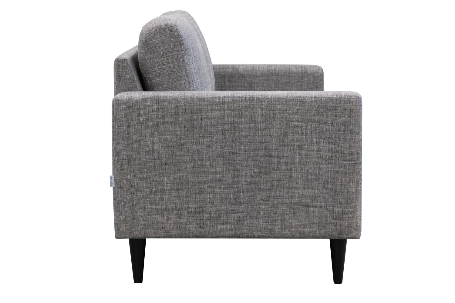 Ancona L 3-istuttava sohva harmaanruskealla Tuuru Basic-kankaalla 489 sekä mustilla puujaloilla.