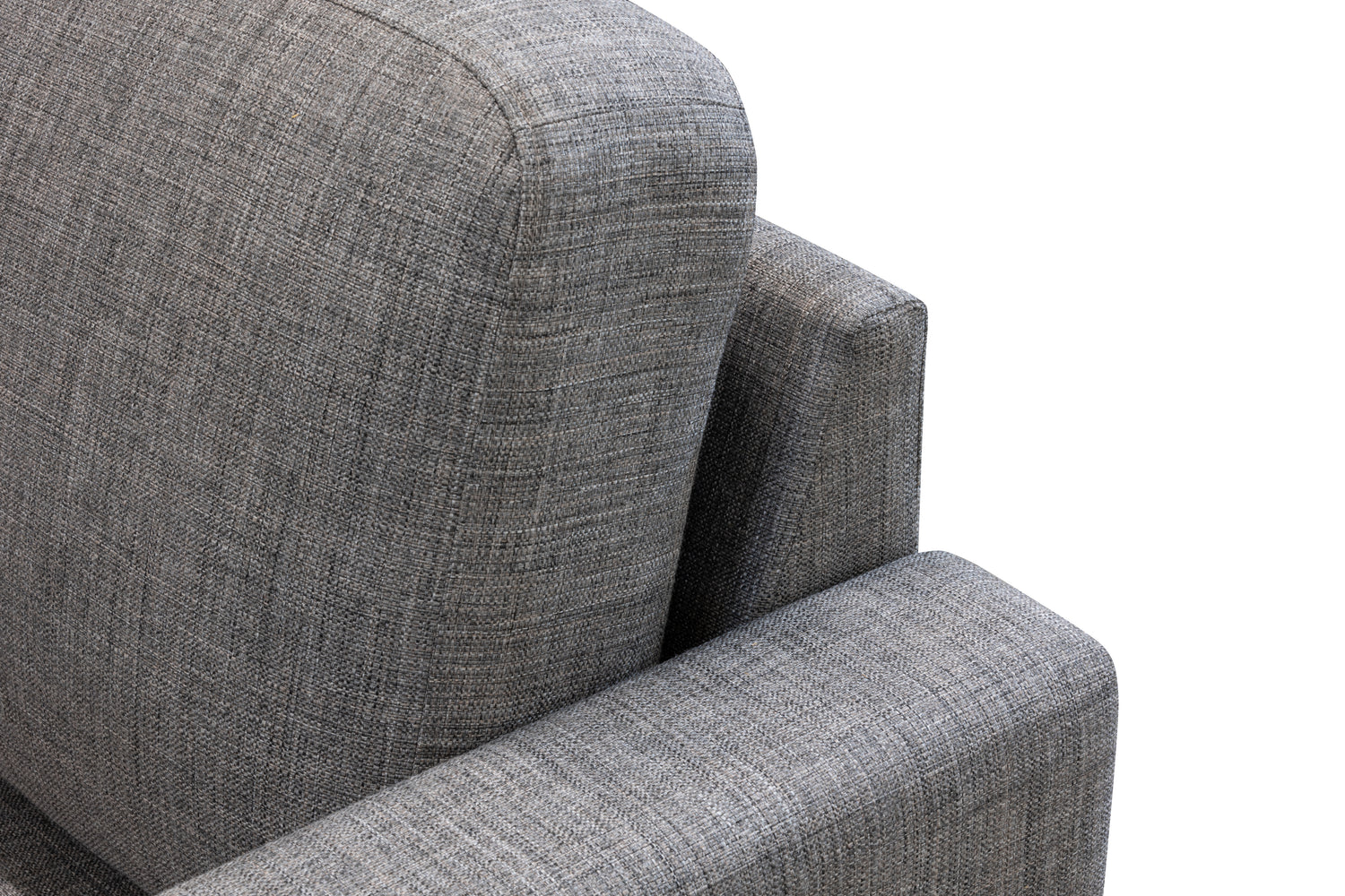 Lähikuvassa Ancona L 3 -sohvan harmaaanruskeaa Tuuru Basic 489 -kangasverhoilua.