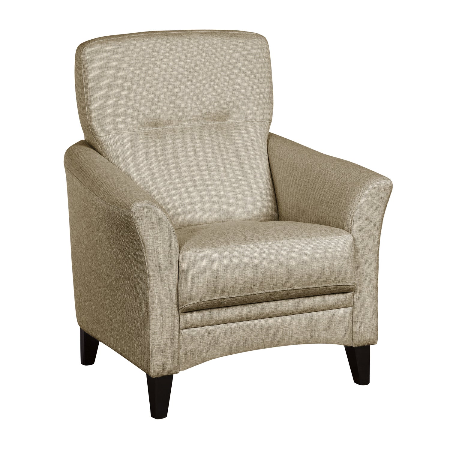 Aura-nojatuoli beigellä Sundsvall 16 -kankaalla ja wengen värisillä puujaloilla.