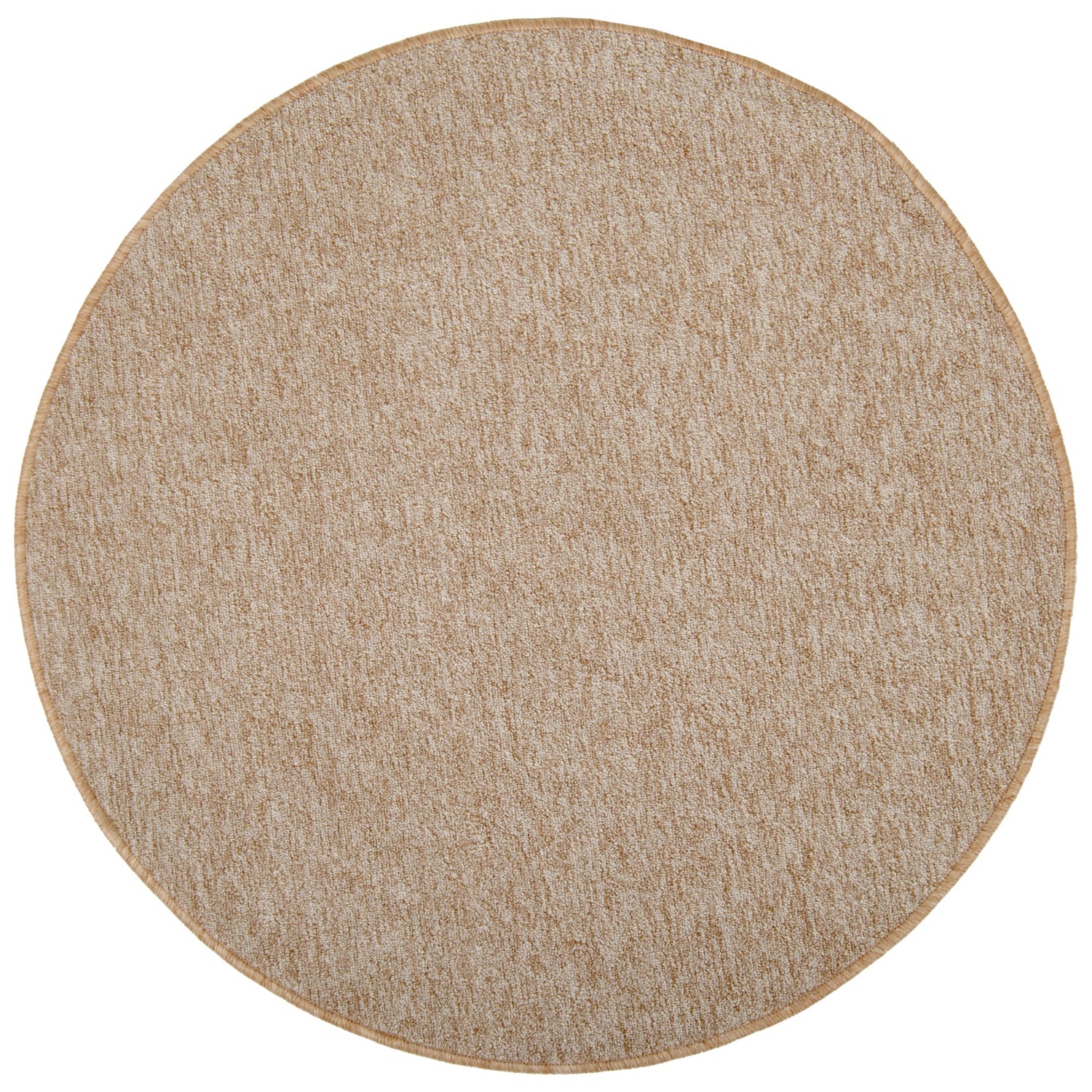 Pyöreän Carina-maton lämmin beige sävy, joka sisältää kevyttä meleerausta.