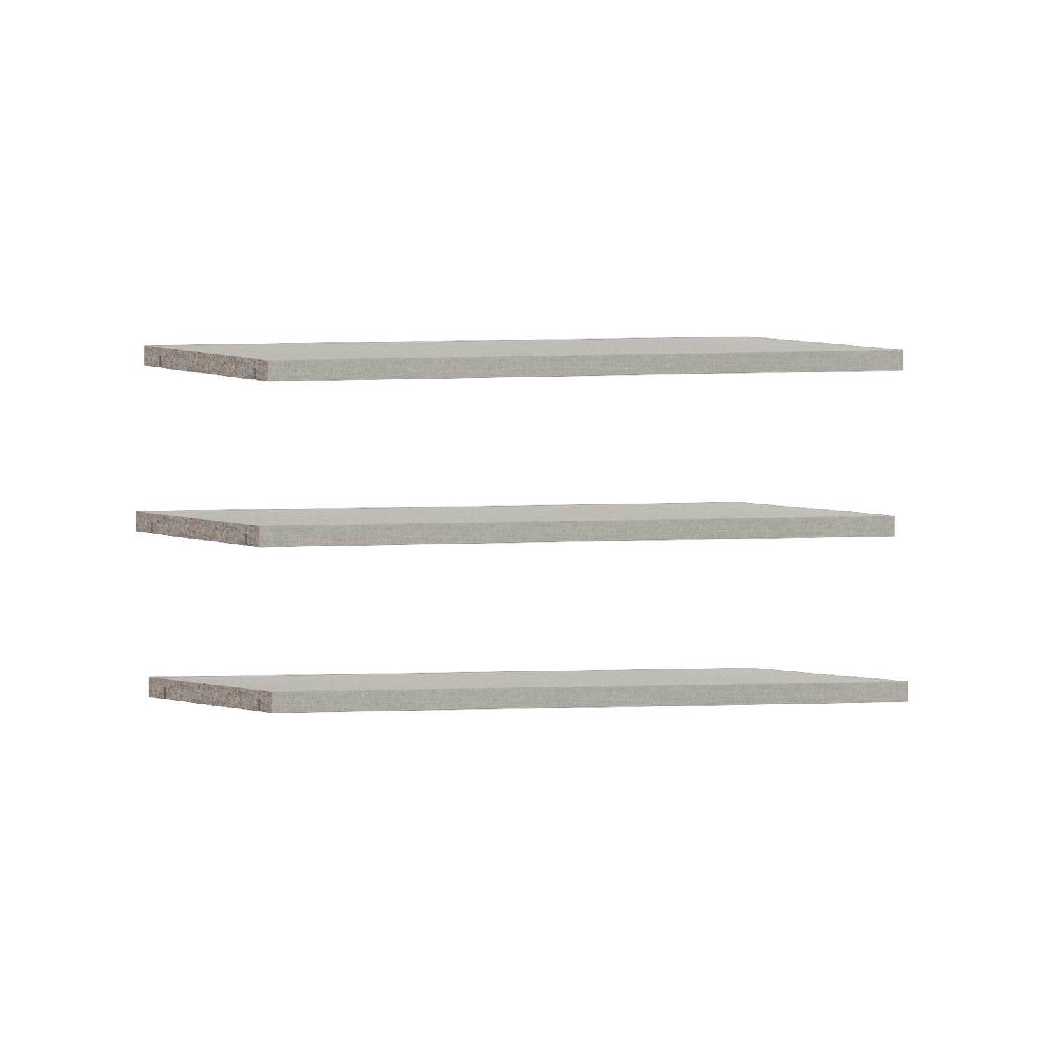 Kira 150 cm liukuovikomeron hyllypaketti. Paketti sisältää 3 kpl lisähyllylevyjä.