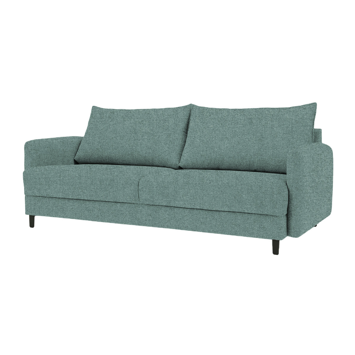 Dalby-sohva vihreällä Cloud 39 -verhoilukankaalla ja mustilla metallijaloilla.