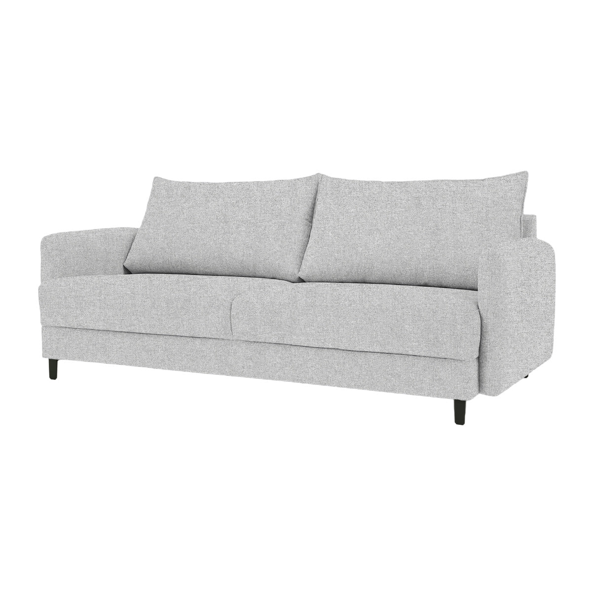 Dalby-sohva vaaleanharmaalla Cloud 70 -verhoilukankaalla ja mustilla metallijaloilla.