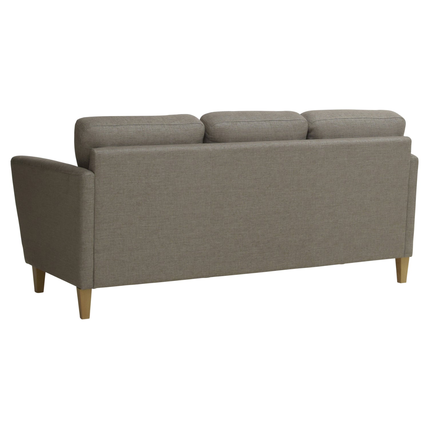 3-istuttava Ella-sohva harmaanruskealla Manhattan 893 -kangasverhoilulla ja tammenvärisillä koivujaloilla.