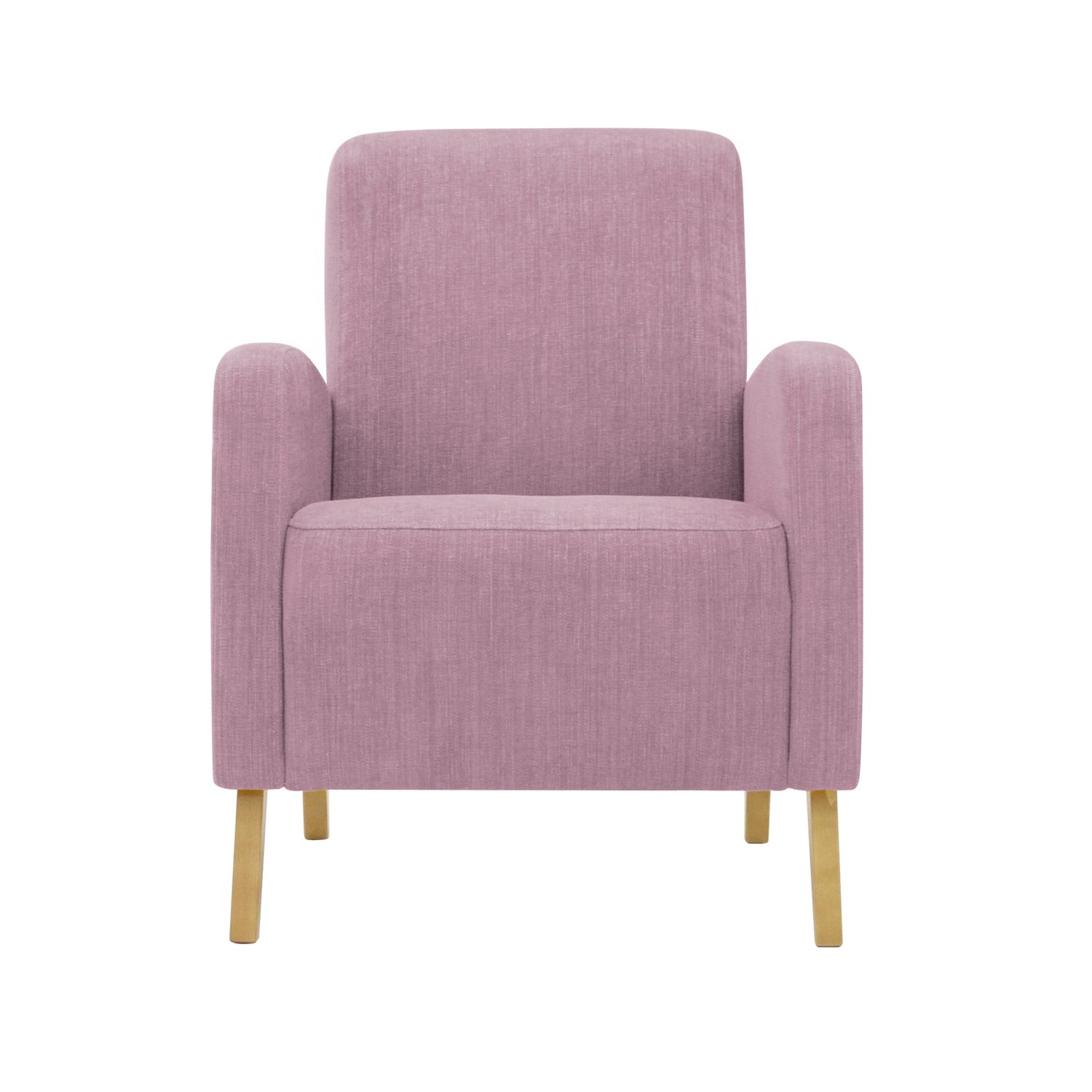 Fanni-nojatuoli roosan värisellä Naomi 324 -verhoilukankaalla ja luonnonvärisillä tammijaloilla.