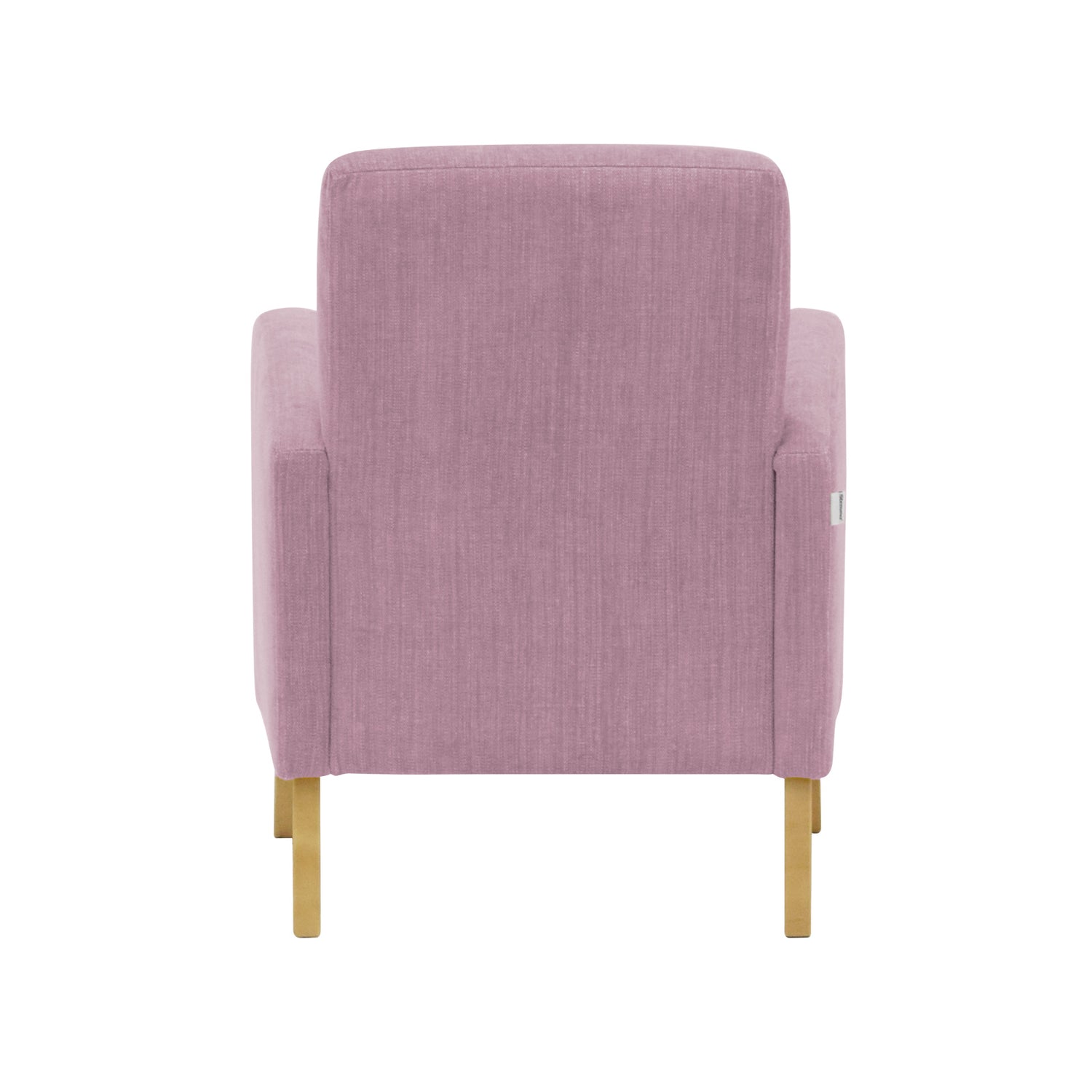 Fanni-nojatuoli roosan värisellä Naomi 324 -verhoilukankaalla ja luonnonvärisillä tammijaloilla.