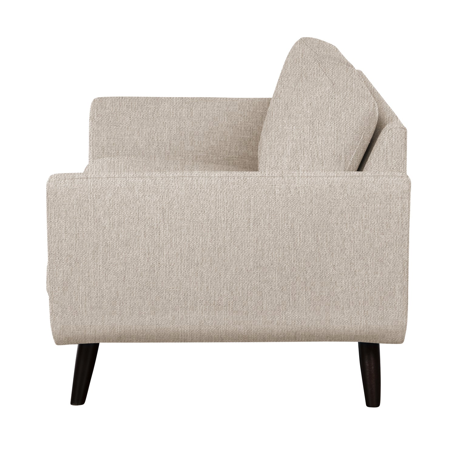 Finby-sohva beigellä Sparr 362 -kankaalla ja wengen värisillä puujaloilla.