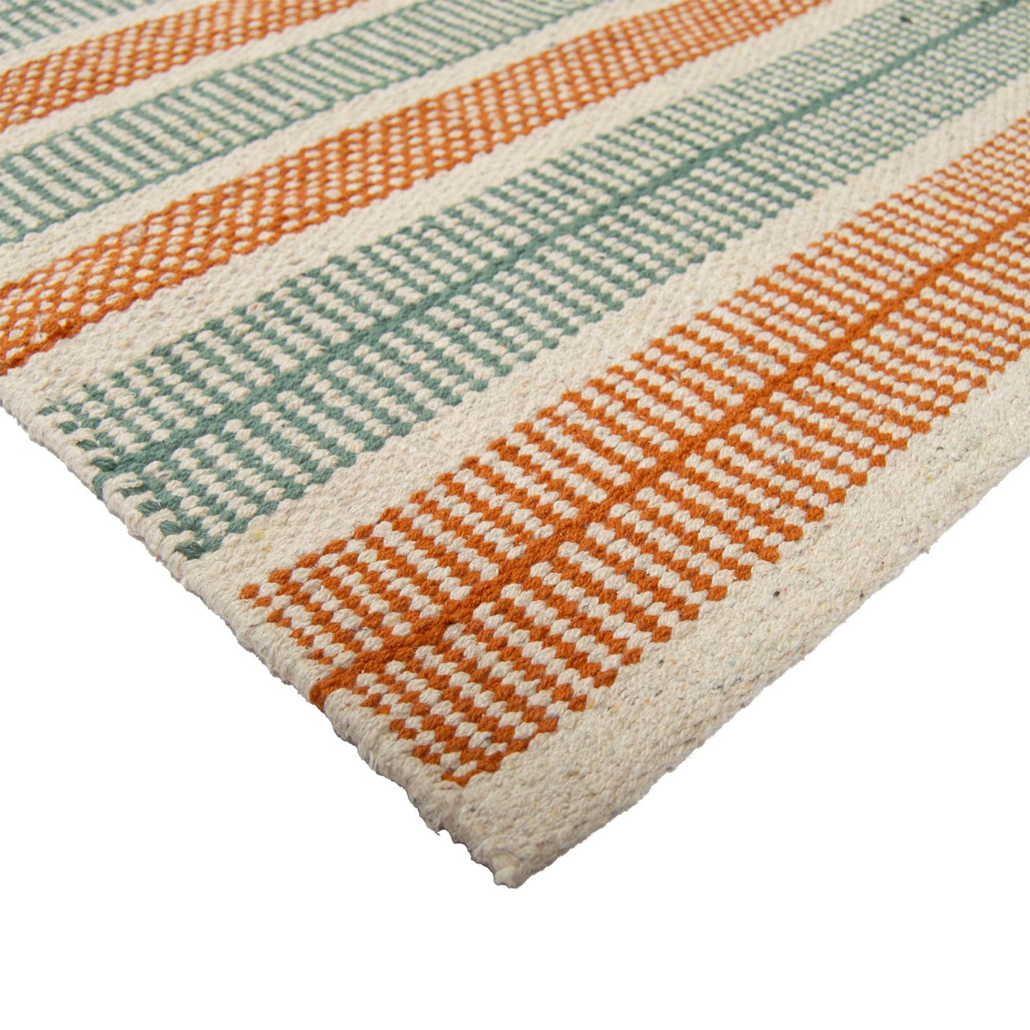 Lähikuvassa Foksi-puuvillamatto, terra-vihreä.