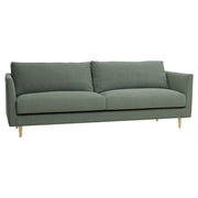 3-istuttava 252 cm Halla-sohva vihrellä Bond 15-kankaalla. Luonnonväriset 14 cm pyöreäkartiopuujalat.