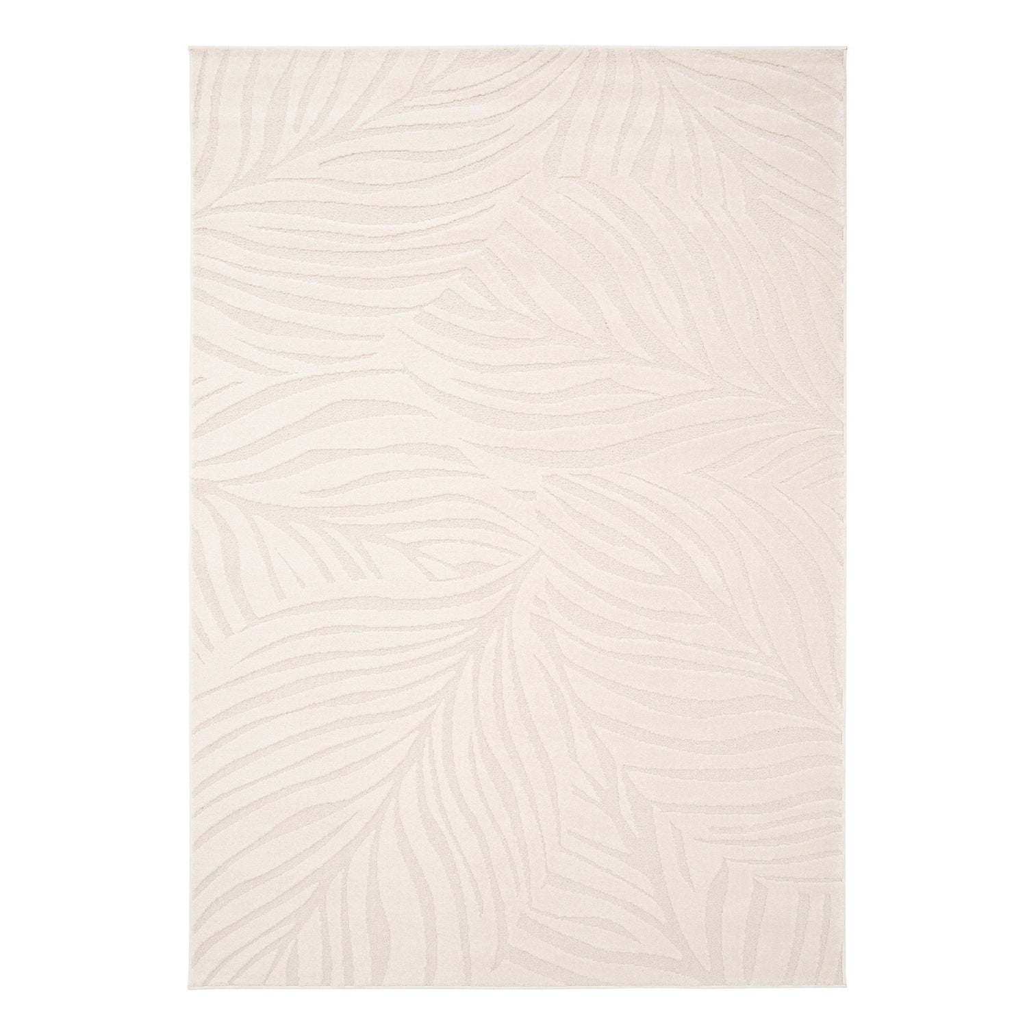 Luonnonvaalea lehtikuvioitu Kaste-nukkamatto on kohokuvioitu.