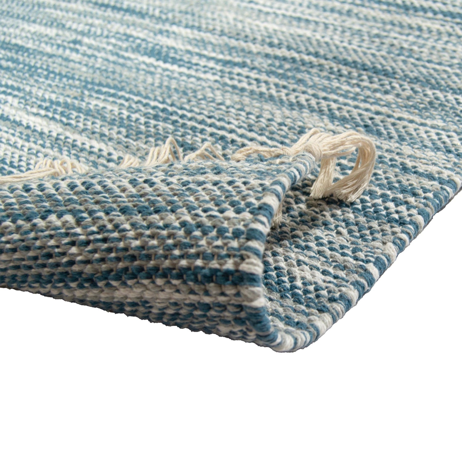 Käännettävän Kesälahti-puuvillamaton sininen kuosi.