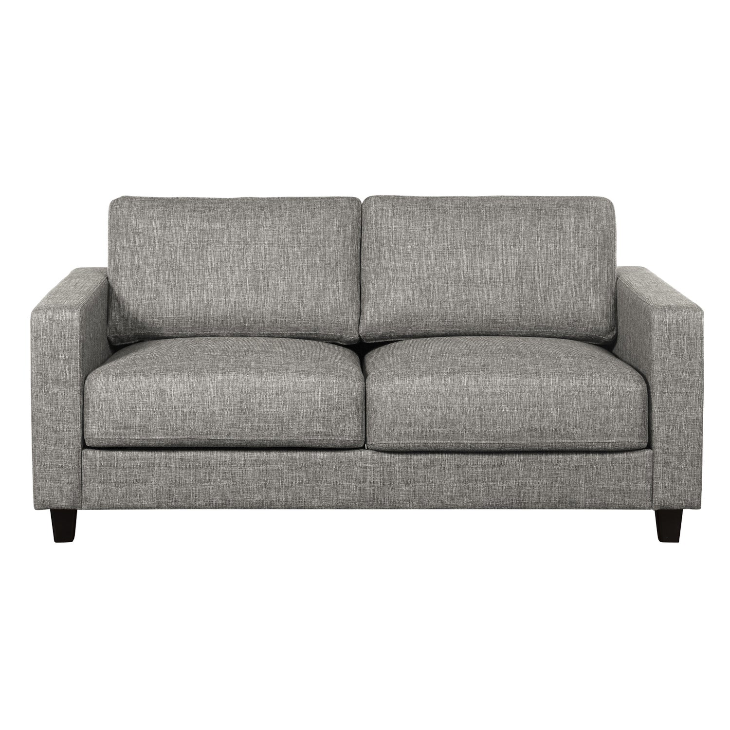 Lonna-vuodesohva harmaalla Sundsvall 7 -verhoilukankaalla ja wengen värisillä koivujaloilla.