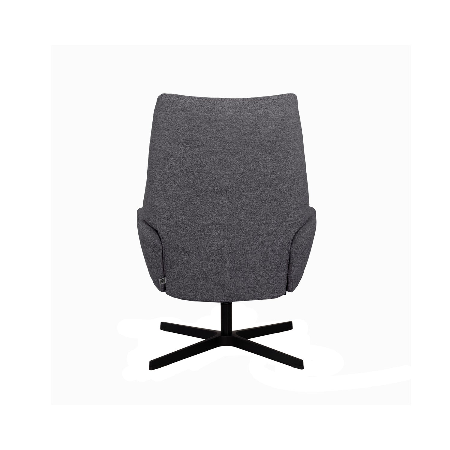 Kuvassa on Kebe Lotus -tv-tuoli harmaalla Alpine Grey 075 -kangasverhoilulla ja mustalla Vision -ristikkojalalla.