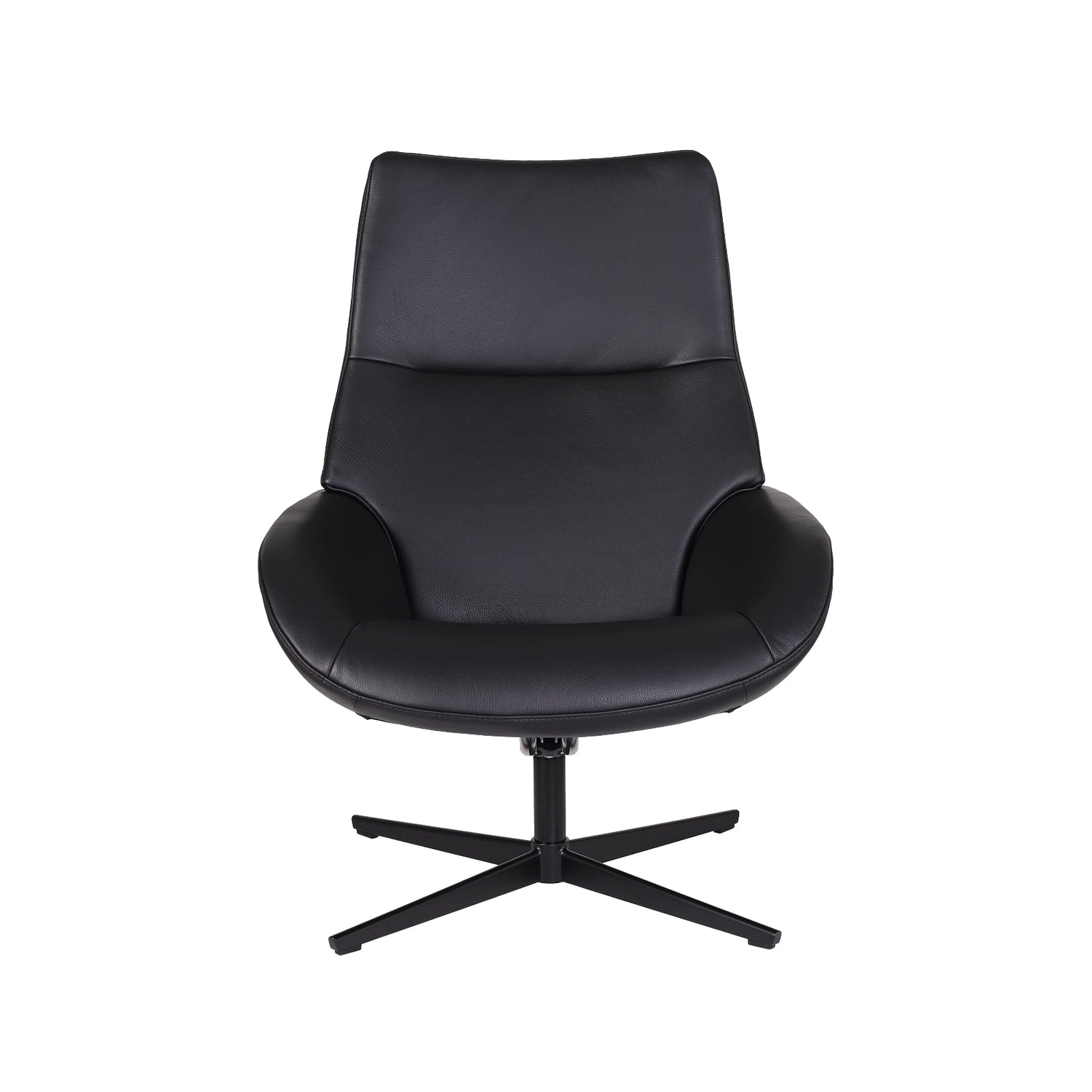 Kokomusta Kebe Lotus -nojatuoli Balder-nahkaverhoilulla ja Bossa Flat-jalalla.