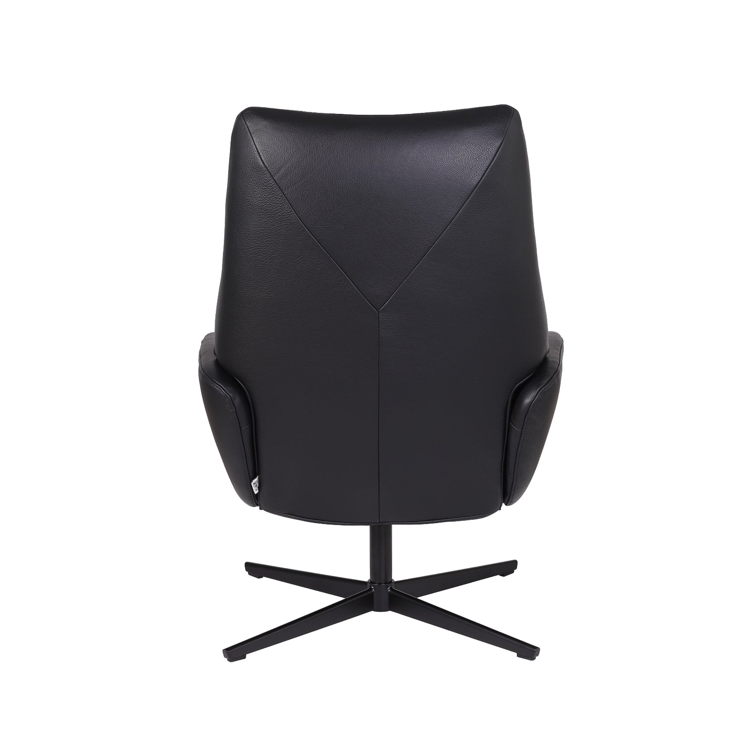 Kokomusta Kebe Lotus -nojatuoli Balder-nahkaverhoilulla ja Bossa Flat-jalalla.