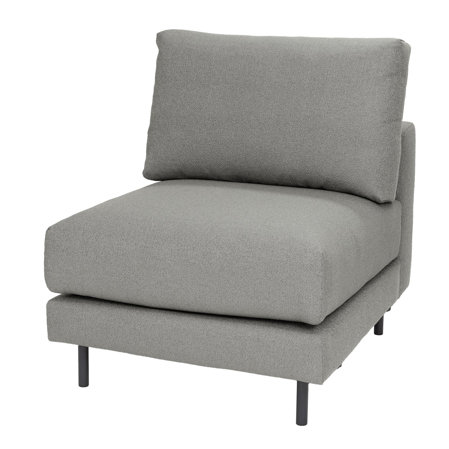 Manhattan-sohvan keskiosa harmaalla Bond 29-verhoilukankaalla. Mustat tolppajalat 51150.