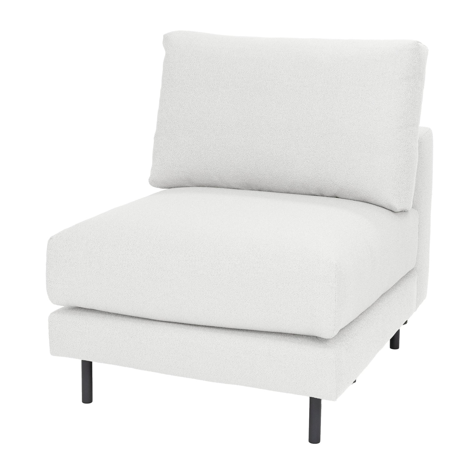 Manhattan-sohvan keskiosa valkoisella Bond 7-verhoilukankaalla. Mustat tolppajalat 51150.