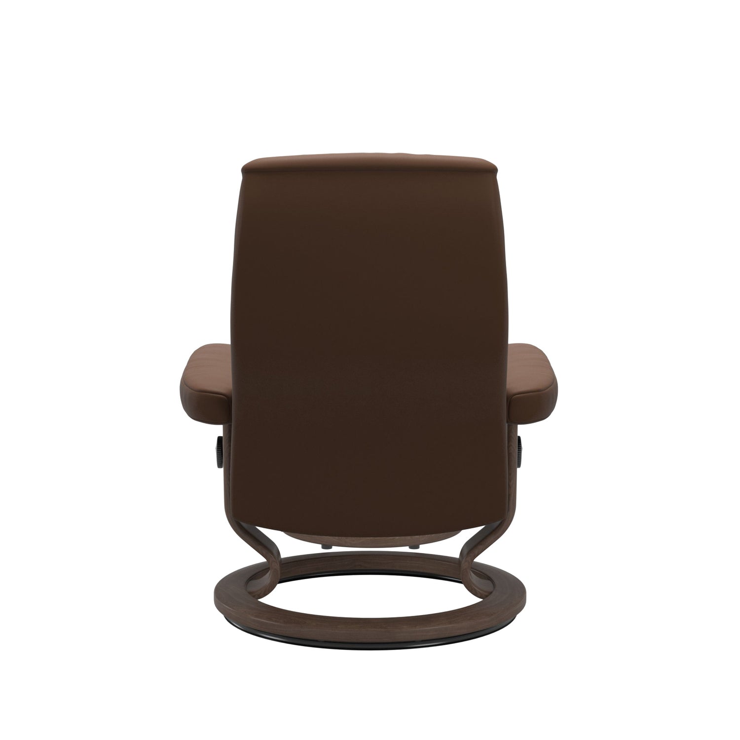 Stressless Opal M -lepotuoli ruskeana: Warm Brown 87 Batick-nahkaverhoilulla ja pähkinä petsatulla -Classic-puujalustalla.