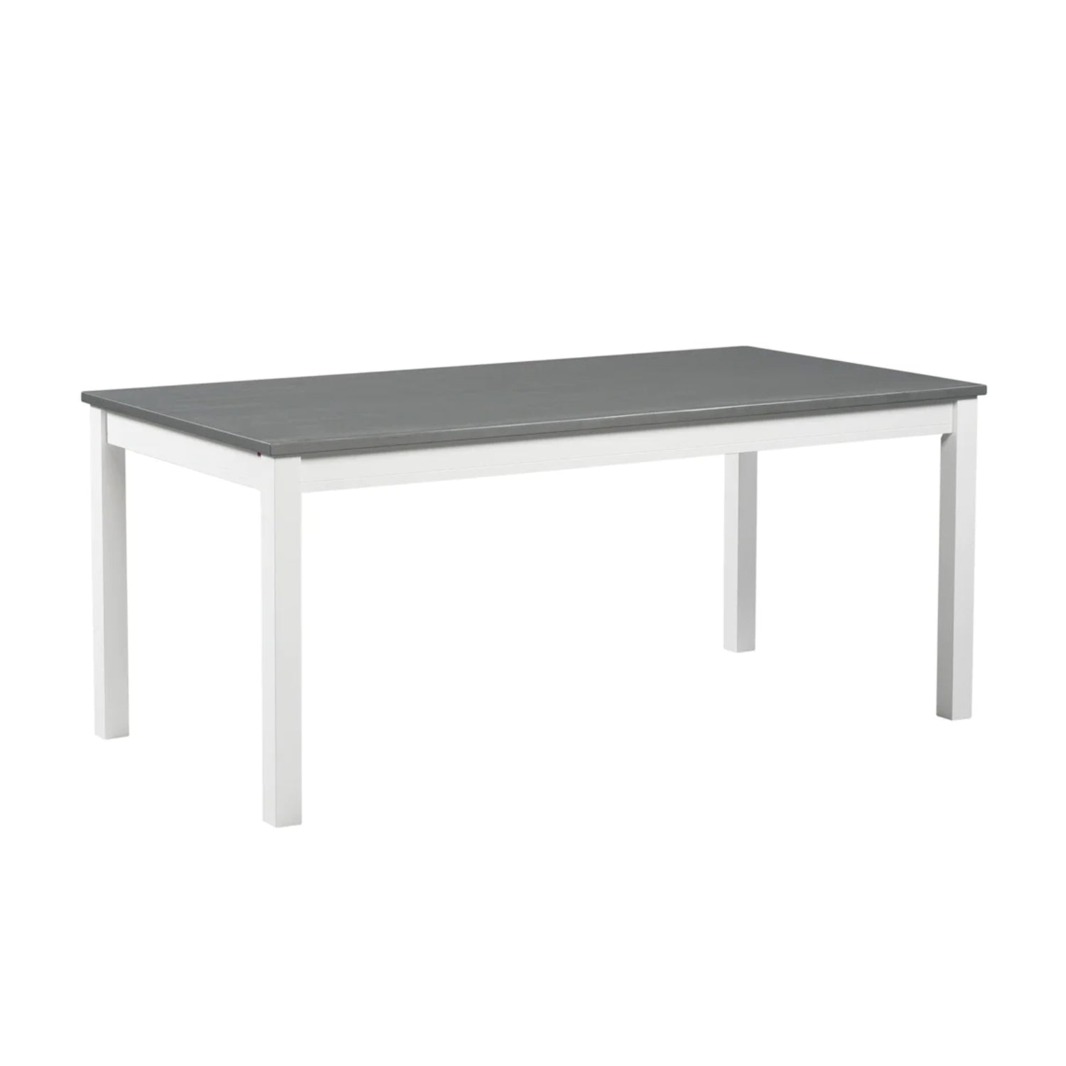 Valkoinen Petra-ruokapöytä 90 x 175 cm harmaaksi petsatulla kannella.