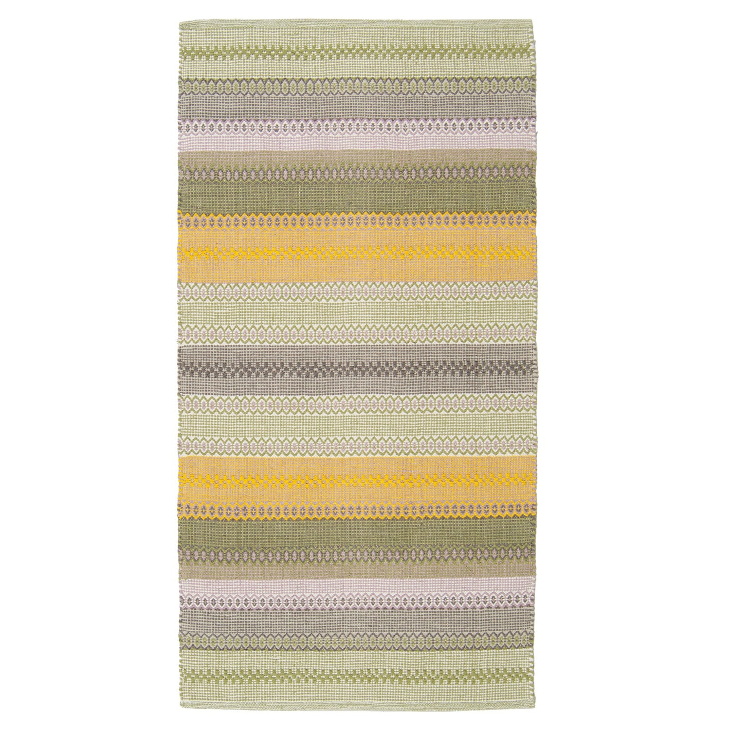 Polkka-puuvillamatto, kuvassa vihreän keltaisen sävyinen vihreä-keltainen väri.