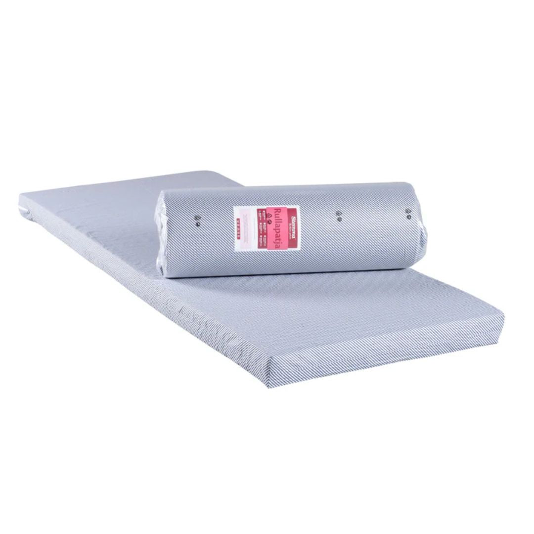 Ronja-rullapatjan vaahtomuovisisus on toiselta puolelta sileä ja toiselta puolelta profiloitua vaahtomuovia. Päälliskankaan väri vaihtelee valmistuserän mukaan.