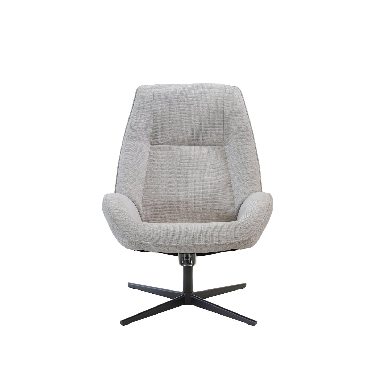 Kebe Roma -nojatuoli vaalealla Naturel Mito 463 -kangasverhoilulla ja mustalla Bossa Flat -ristikkojalalla.