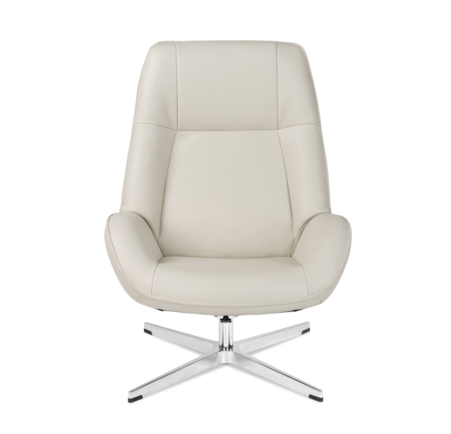 Kebe Roma -nojatuoli valkoisella Balder-nahkaverhoilulla ja krominvärisellä Vision-ristikkojalalla.