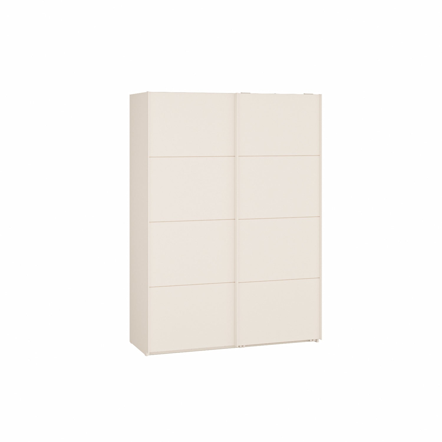 Mattabeige 150 cm Kira-liukuovikomero. Sophisticspace-vetimet ovat metallia.