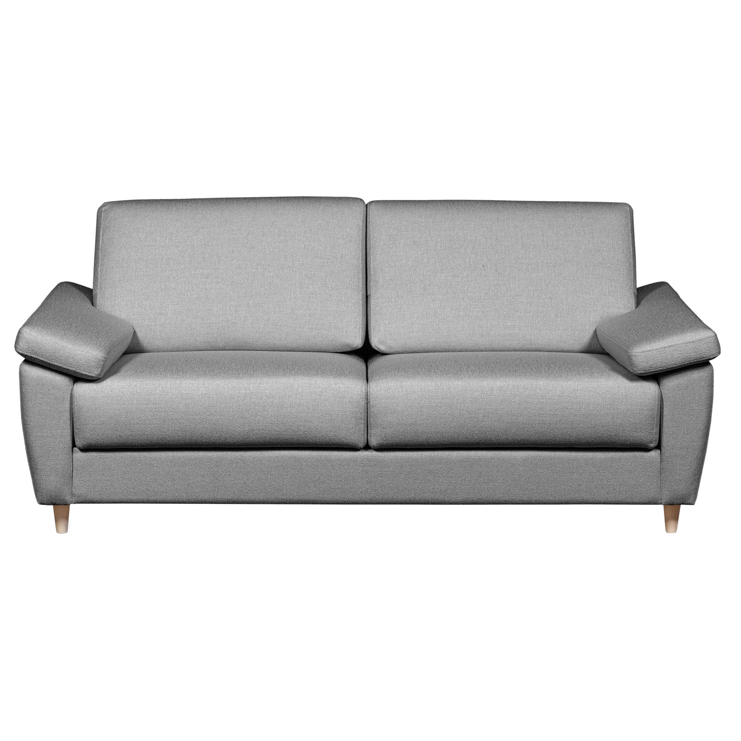 Salla-vuodesohva harmaalla Minco 16-kangasverhoilulla ja luonnonvärisillä puujaloilla.