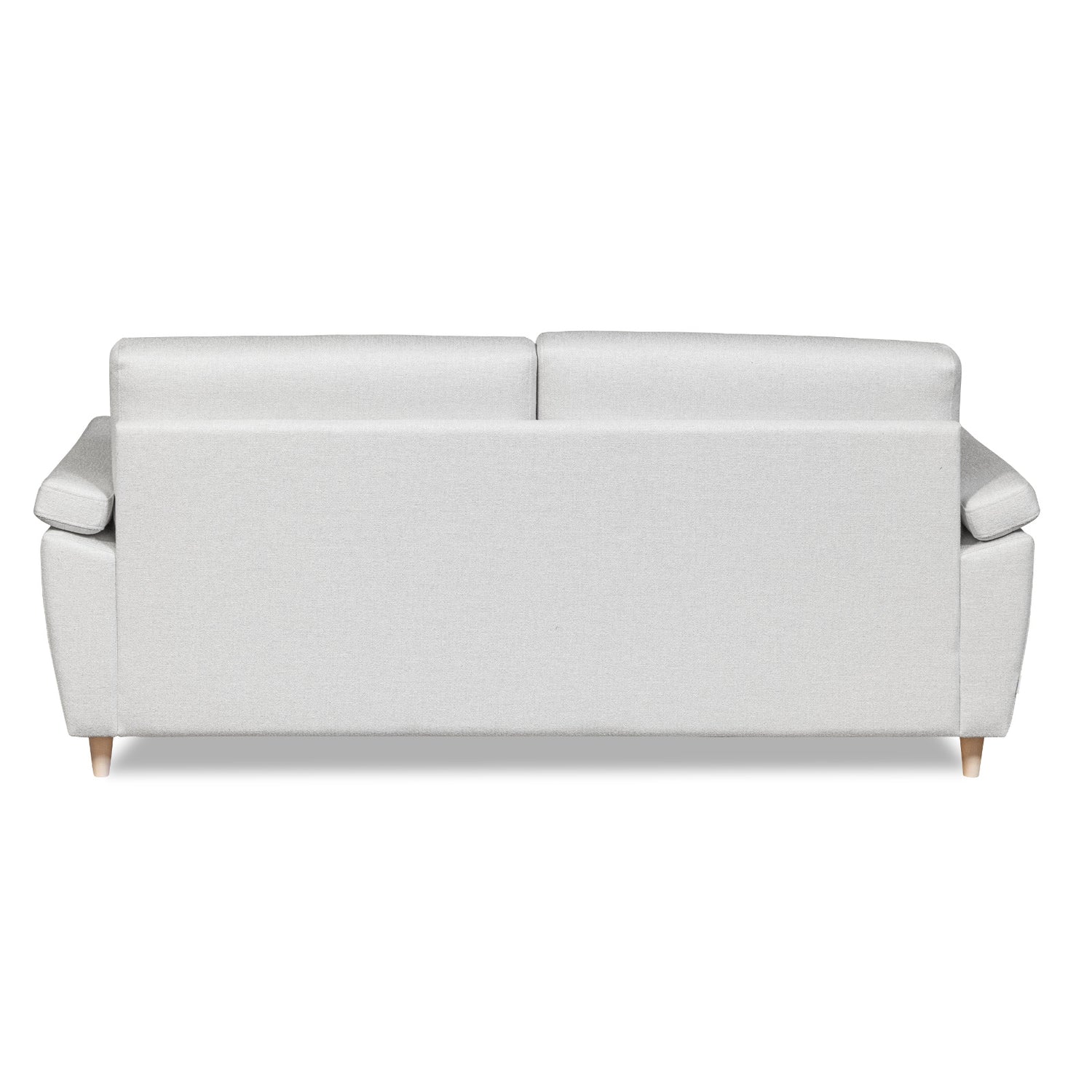 Salla-vuodesohva vaalealla Minco 2-kangasverhoilulla ja luonnonvärisillä puujaloilla.