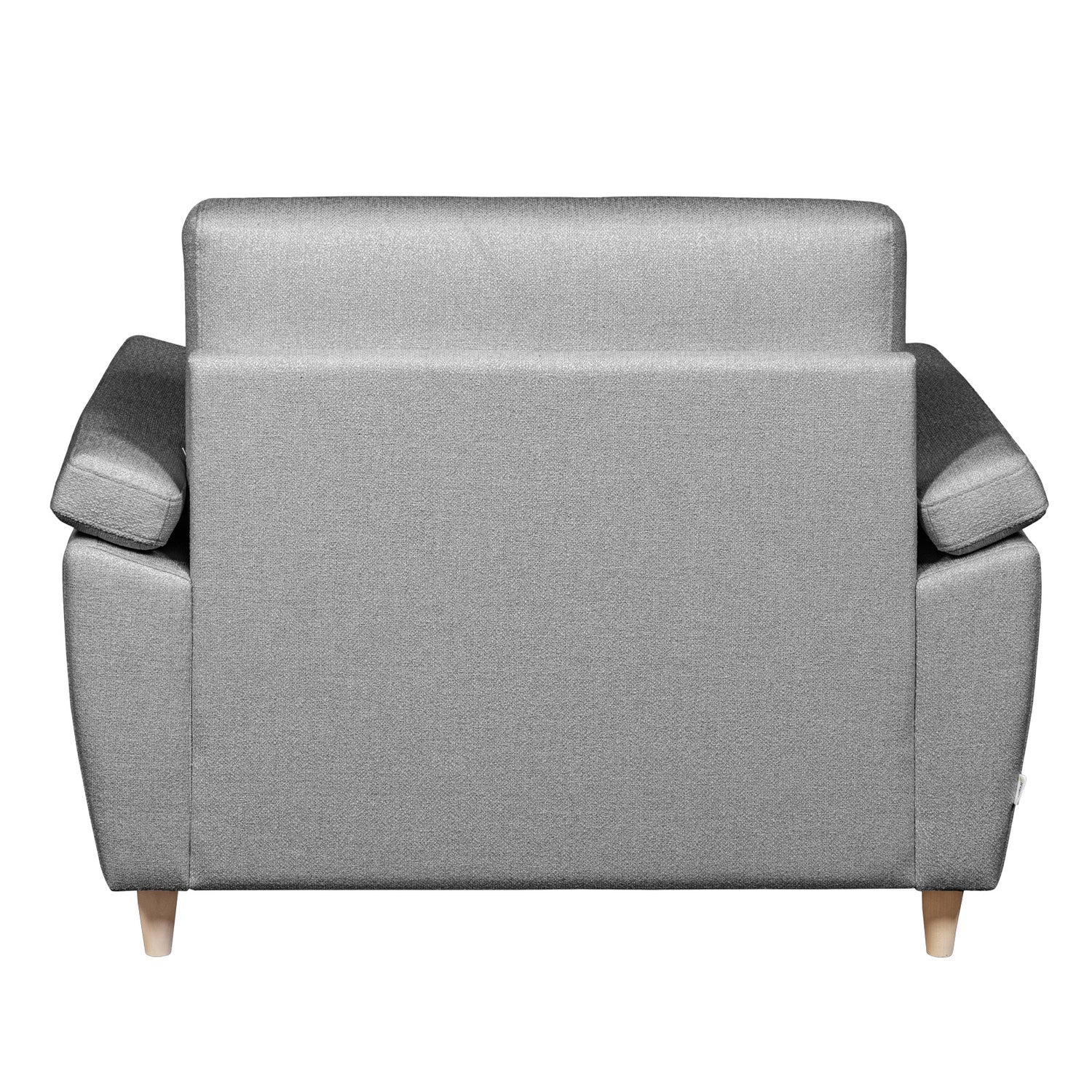 Salla-vuodetuoli harmaalla Minco 16-kangasverhoilulla ja luonnonvärisillä puujaloilla.